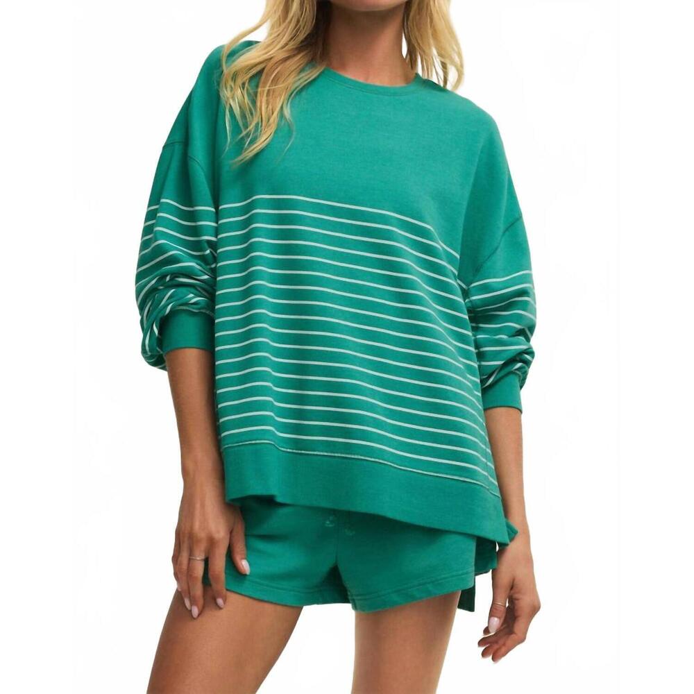 NEW Z SUPPLY modern weekender stripe sweatshirt in la palma